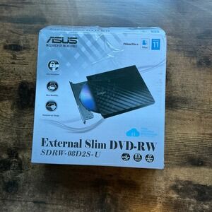ASUS External Slim DVD-RW Drive SDRW-08D2S-U Black Portable USB 2.0 Writer